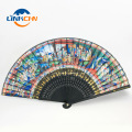 Personalized japanese printed bamboo folding hand fan